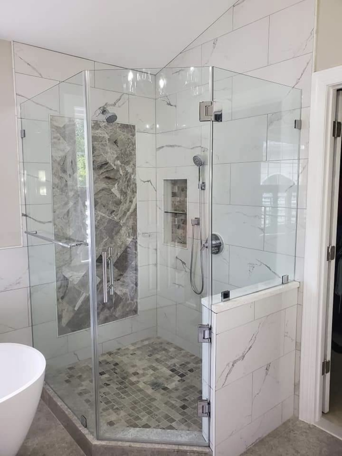 Custom marble shower enclosure